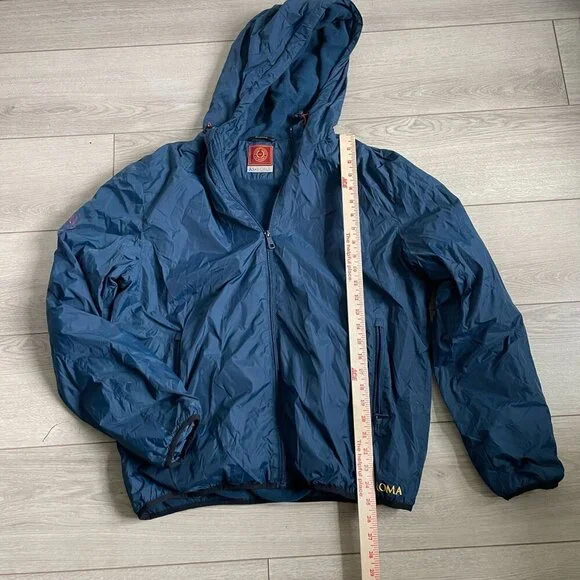 AS Roma Full Zip Windbreaker Rain Jacket Women's XL Blue Hooded Soccer Football